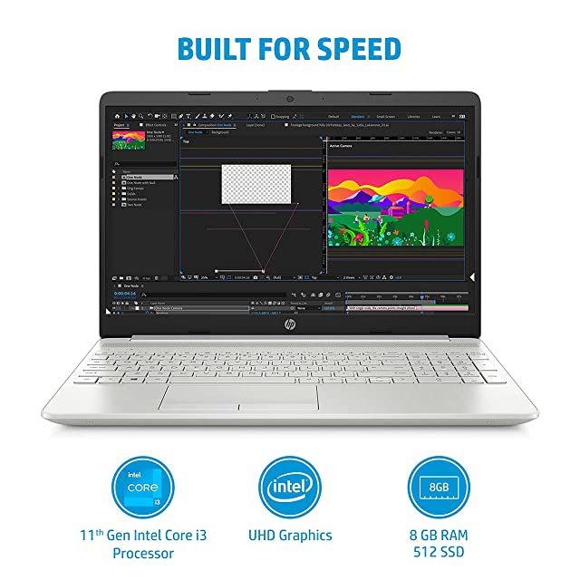 HP 15s 11th Gen Intel Core i3 15.6 inches Laptop (8GB RAM/512GB SSD , HD,Anti-Glare Display/UHD Graphics/Windows 11 Home/Alexa-Built in/MS Office/Natural Silver/1.75 Kg,-15s-dy3501TU)
