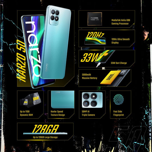 realme Narzo 50 (Speed Blue, 128 GB)  (6 GB RAM)