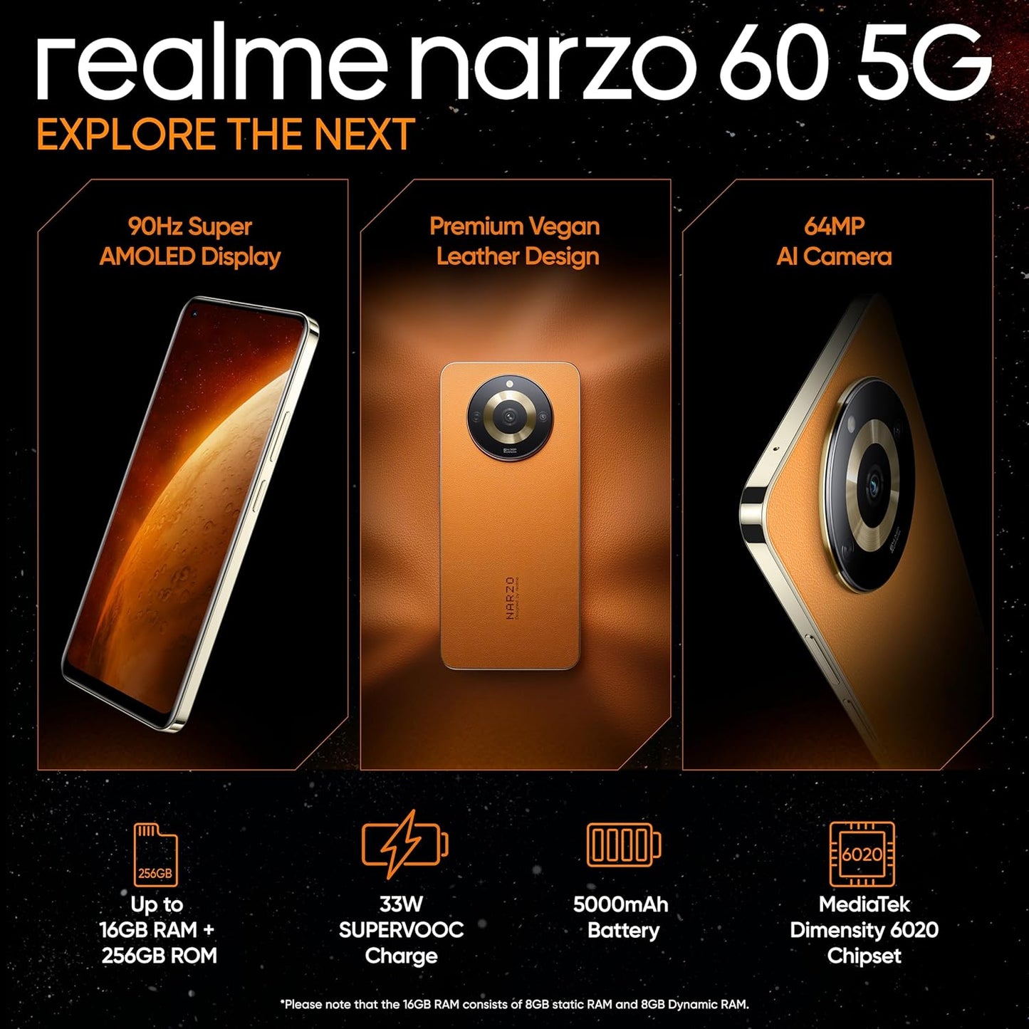 realme narzo 60 5G (Mars Orange, 128GB) (8GB)