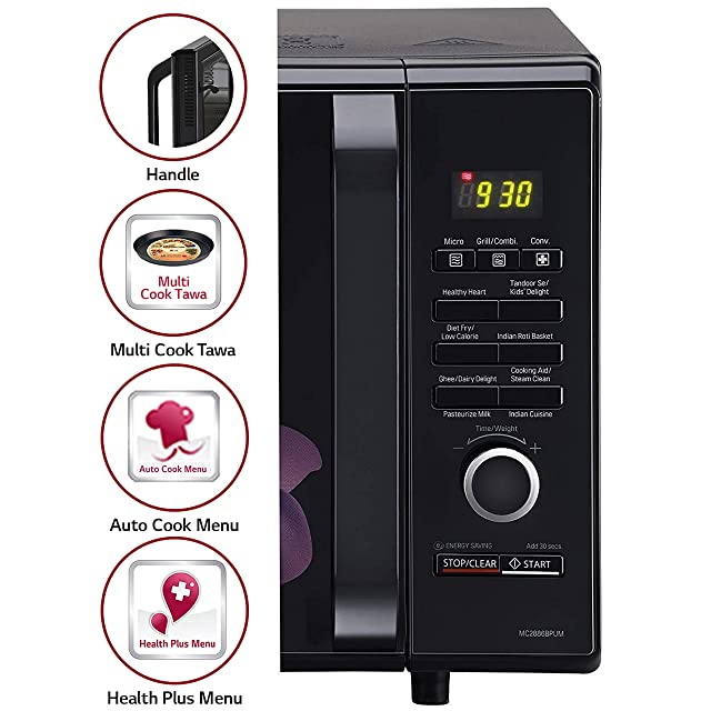 LG 28 L Convection Microwave Oven (MC2886BPUM, Floral Purple, Diet Fry)