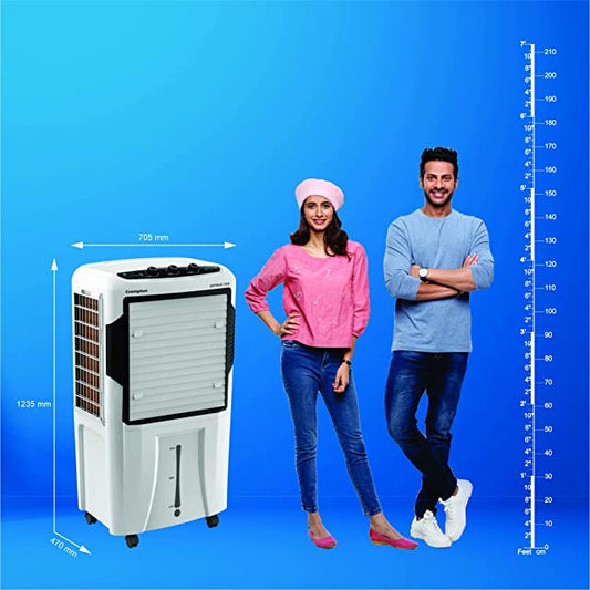 Crompton Optimus 100-Litre Inverter Compatible and Portable Desert Air Cooler with Wide Angle Air Throw (White)