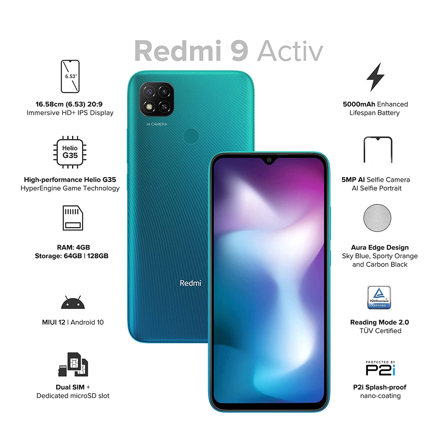REDMI 9 Activ (Coral Green, 64 GB)  (4 GB RAM)