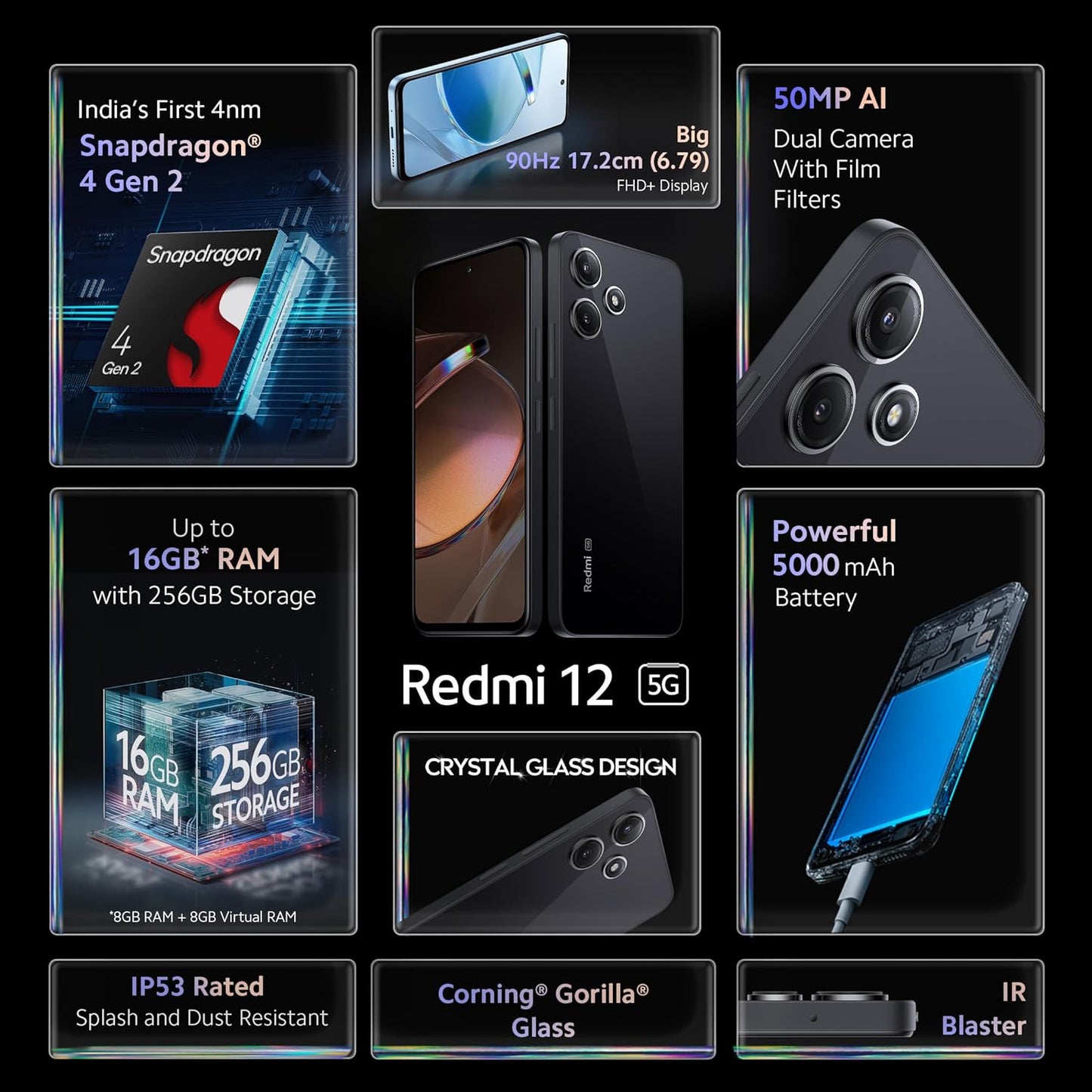 Redmi 12 5G (Jade Black, 128GB) (4GB)