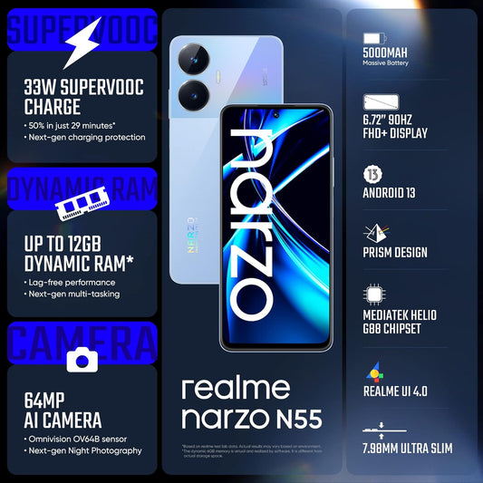 realme narzo N55 (Prime Blue, 128GB) (6GB)